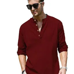 EdinWolf Men India Slim Fit Band Collar Solid Cotton Casual Shirt-image-73