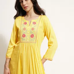 Vishudh Women Floral Embroidered Tiered A-Line Midi Dress-image-93