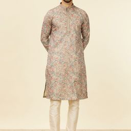 Manyavar Men Floral Printed Regular Sequinned Kurta with Pyjamas-image-27