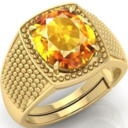 todani jems 10.25 Ratti Pukhraj Stone Original Certified Yellow Sapphire Gemstone Gold Plated | Adjustable Ring-picture-28