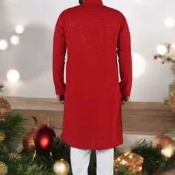 Atly Men Embroidered Regular Sequinned Kurta with Pyjamas image 4