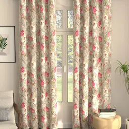 URBAN SPACE Grey Pack of 2 Floral Printed Digital Flora Nova Black Out Long Door Curtains-22