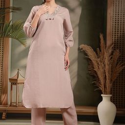 Stylum Women Floral Embroidered Kurta with Trousers-picture-6