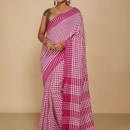 BENGAL HANDLOOM Checked Art Silk Taant Saree-picture-55
