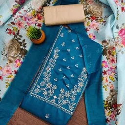 DIVASTRI Floral Embroidered Thread Work Unstitched Dress Material-image-66