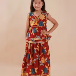 Sangria Girls Floral Printed Pure Cotton Lehenga Choli-image-18