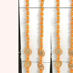 Sellplus Orange-Coloured Set Of 6 Pompom Toran image 2