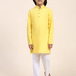 SKAVIJ Boys Mandarin Collar Regular Pure Cotton Kurta with Pyjamas-image-91