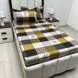 Pure Decor Lounge Fur Brown Printed 330TC Pure Cotton Single Bedsheet Set 1.73m x 2.36m-image-64