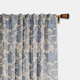 Fabindia Blue & White Floral Long Door Curtain-image-18