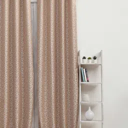 Ariana Coffee Brown & Silver-Toned Floral Room Darkening Door Curtain-picture-47