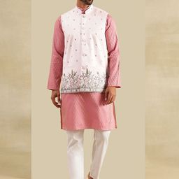 SOJANYA Floral Printed Mandarin Collar StraightKurta With Pyjamas & Nehru Jacket-picture-7