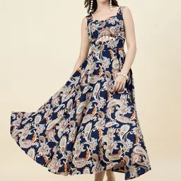 aayu Women Paisley Printed Crepe Fit & Flare Maxi Dress-image-21