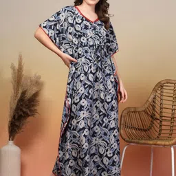 KLOTTHE Pack of 2 Women Multicoloured Cotton Blend Printed Kaftan Maxi Nightdress-picture-49
