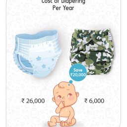 Babyhug Free Size Reusable Cloth Diaper With Insert Camouflage Print - Green White image 5