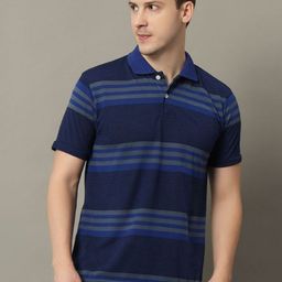 GET GOLF Men Striped Polo Collar Cotton T-shirt-image-80