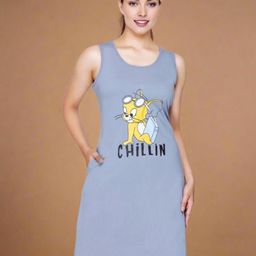 White Moon Printed Nightdress-image-64