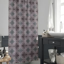 ArtzFolio Grey & Blue Printed Waterproof Shower Curtain-9