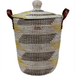 Pano Grey & Yellow Self Design Laundry Bag-56