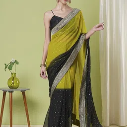 DIVASTRI Woven Design Zari Poly Georgette Banarasi Saree-image-29
