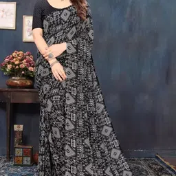 SAADHVI Geometric Printed Pure Georgette Designer Saree-image-20