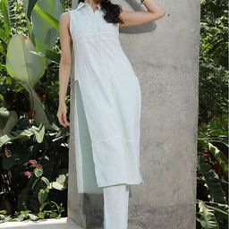 QISSA Women Striped Regular Kurta with Trousers-picture-18