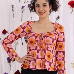 BAESD Print Tie-Up Neck Top-picture-13