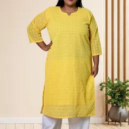 myplusfashion Women Plus Size Chikankari Georgette Kurta-picture-16