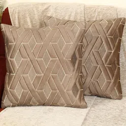 Modern Geometric Design Mouse Color Velvet Cushion Cover, Set of 2 Piece-image-87