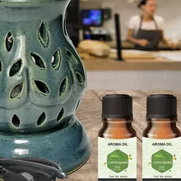 PEEPALCOMM 3Pcs Green Ceramic Electric Diffuser With Lemongrass Oils - 10 ml Each-39