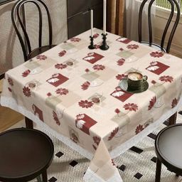 Dakshya Industries Cream-Coloured Floral Waterproof Plastic 4-Seater Table Cover-picture-13