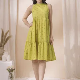 KAMI KUBI Women Geometric Print Sleeveless Fit & Flare Midi Dress-image-84