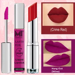 MI FASHION Set of Liquid Lipstick 3.5ml - 06 & Creamy Matte Lipstick 3.5g - 09-53