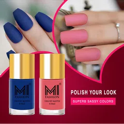 MI FASHION Women Navy Blue & Peach Set Of 2 Unique Soft Matte Nail Polish - 9.9 ml-image-96