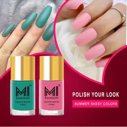 MI FASHION Set of 2 Velvet Matte Truly Unique Long Lasting Nail Polish - 9.9 ml Each-32