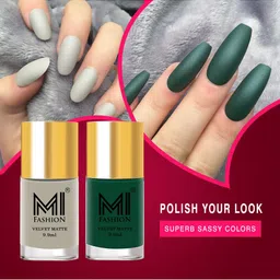 MI FASHION Set of 2 Velvet Matte Truly Unique Long Lasting Nail Polish - 9.9 ml Each-55