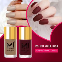 MI FASHION Set of 2 Velvet Matte Truly Unique Long Lasting Nail Polish - 9.9 ml Each-image-81