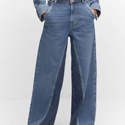 MANGO Women Low-Rise Wide Leg Two Tone Jeans-image-12