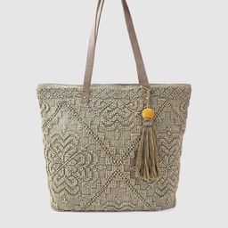 Anouk Women Beige & Grey Woven Design Shoulder Bag with Tasselled Detail-30