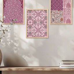 WALLLANE Pink 3 Piece Synthetic Wood Wall Paintings-picture-29