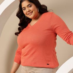 Sztori Plus Size V-neck Pullover Sweater-21