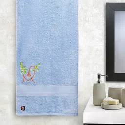 DECOREALM Unisex Blue Solid 380 GSM Bath Towel-picture-3