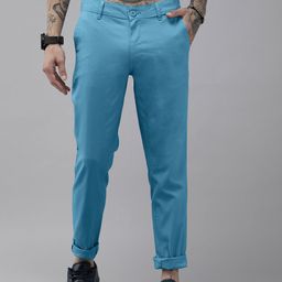 Roadster Men Blue Mid-Rise Solid Plain Trousers-image-32