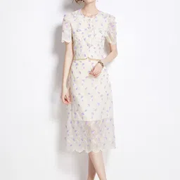 JC Collection Printed Top With Skirt Co-Ords Set-image-14
