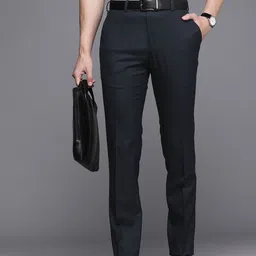 Raymond Men Solid Slim Fit Formal Trousers-image-100