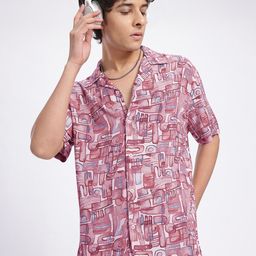 glitchez Relaxed Playlist Geometric Printed Shirt-image-68