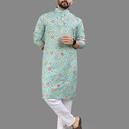 allan peter Men Floral Printed Kurta-image-64