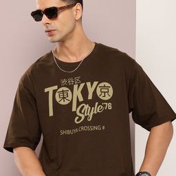 DILLINGER Men Typography Colourblocked Drop-Shoulder Sleeves Oversized Pure Cotton T-shirt-image-33