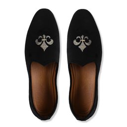 Aristitch Men Black Textured Velvet Mojaris-image-27