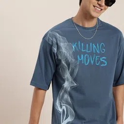 HERE&NOW Typography Printed Drop-Shoulder Sleeves Pure Cotton Casual T-shirt-picture-25